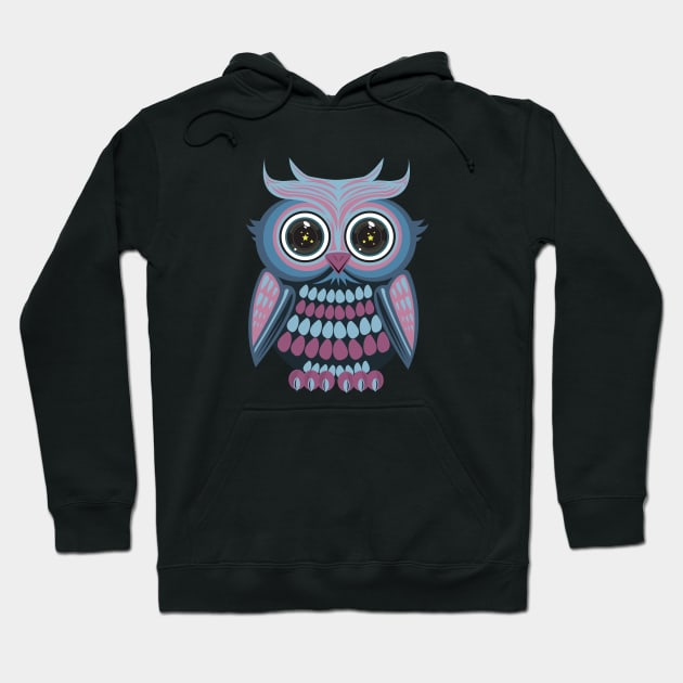 Star Eye Owl - Blue Purple Hoodie by adamzworld